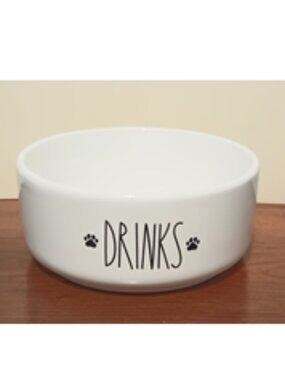NWT ~ SportPet's White Colored Paw Prints "Drinks" Medium Sized Dog Bowl